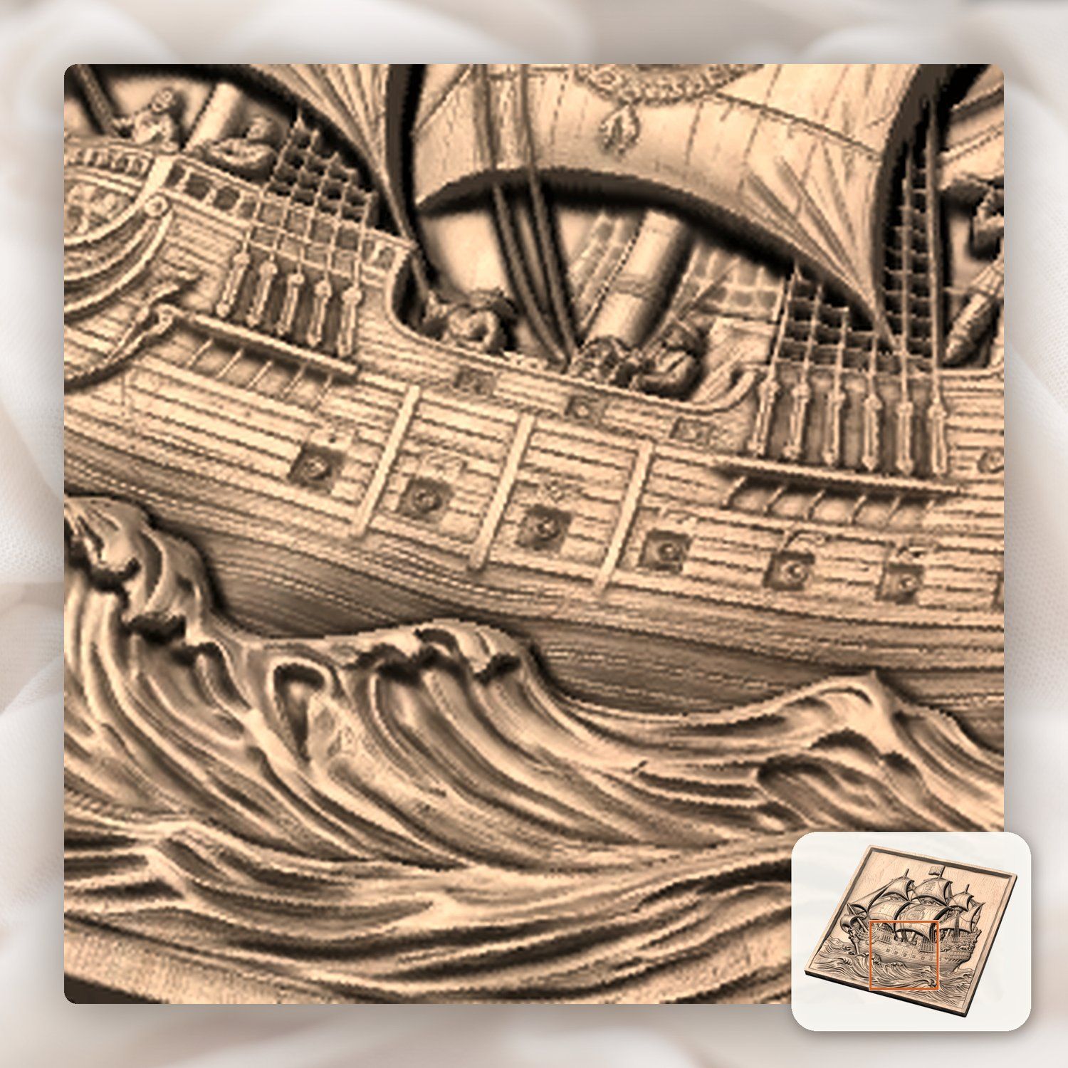 Spanish Galleon Warship CNC Relief STL bas-relief STL — view 8
