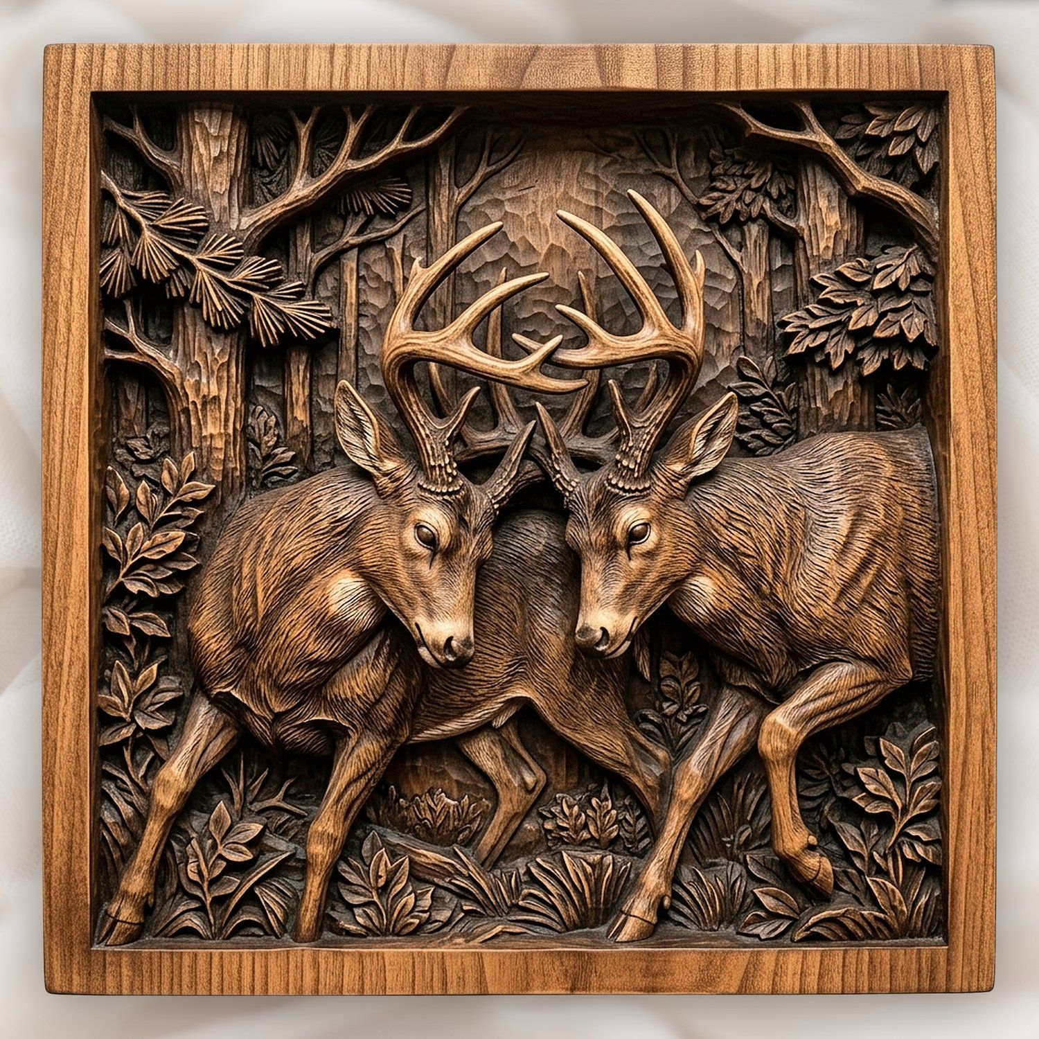 Sparring Bucks Forest Duel CNC Relief STL bas-relief STL design