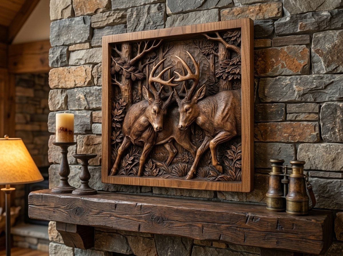 Sparring Bucks Forest Duel CNC Relief STL bas-relief STL — view 13