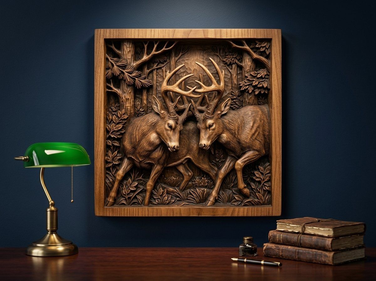 Sparring Bucks Forest Duel CNC Relief STL bas-relief STL — view 14