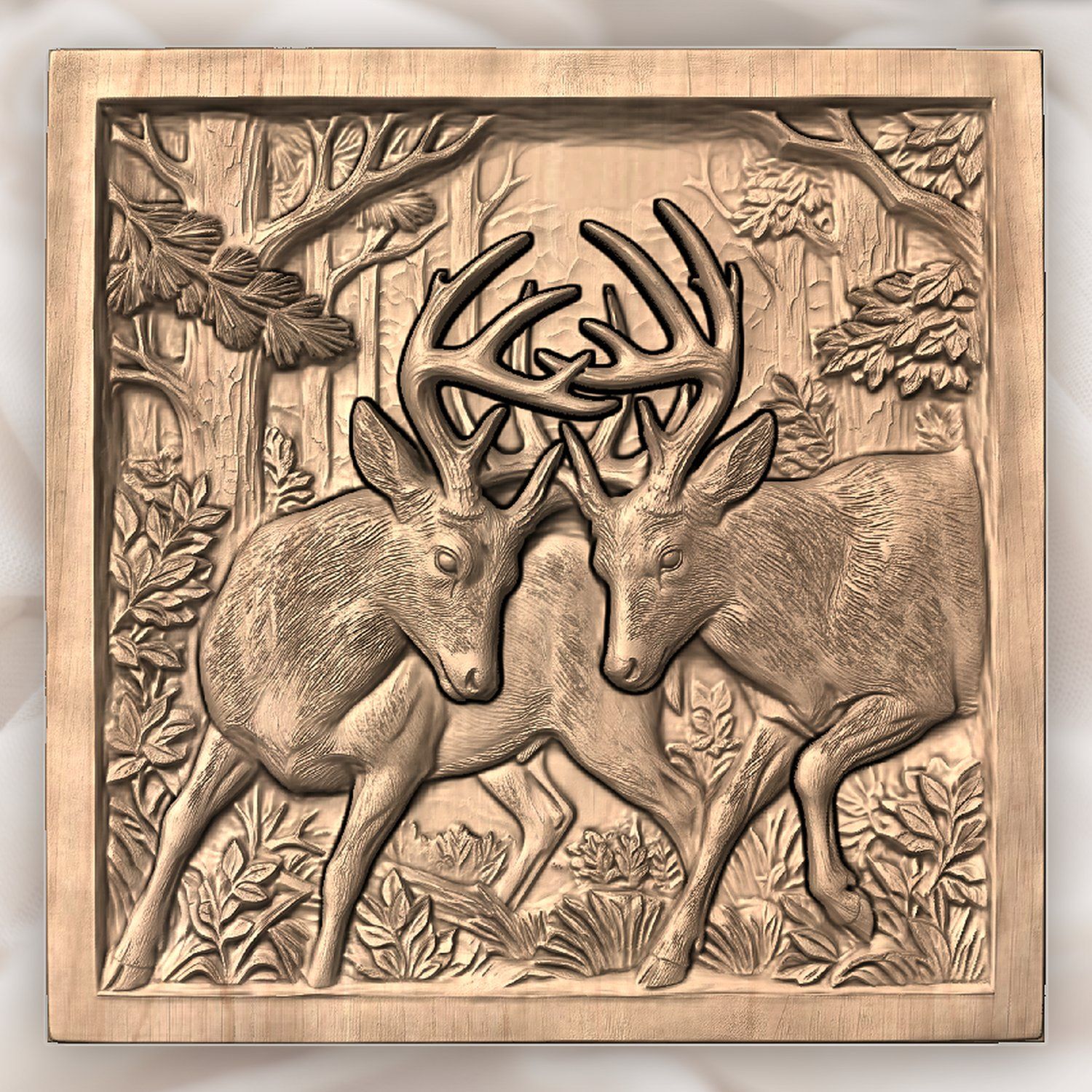 Sparring Bucks Forest Duel CNC Relief STL bas-relief STL — view 4
