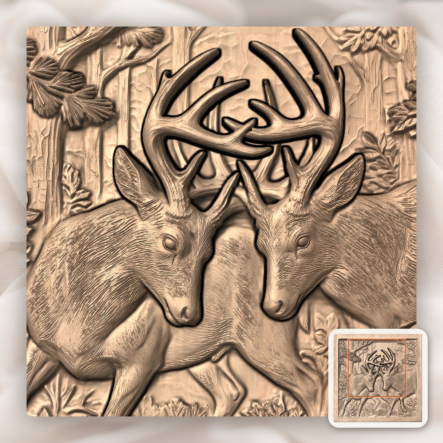 Sparring Bucks Forest Duel CNC Relief STL bas-relief STL — view 6
