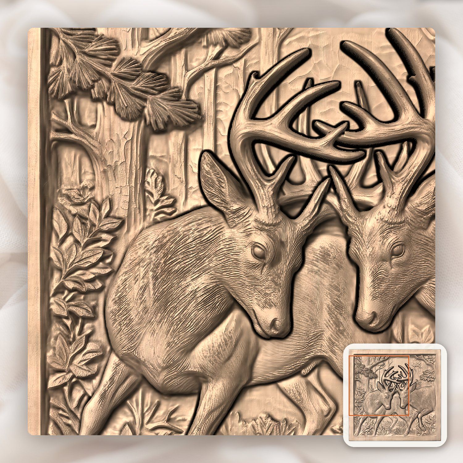 Sparring Bucks Forest Duel CNC Relief STL bas-relief STL — view 7