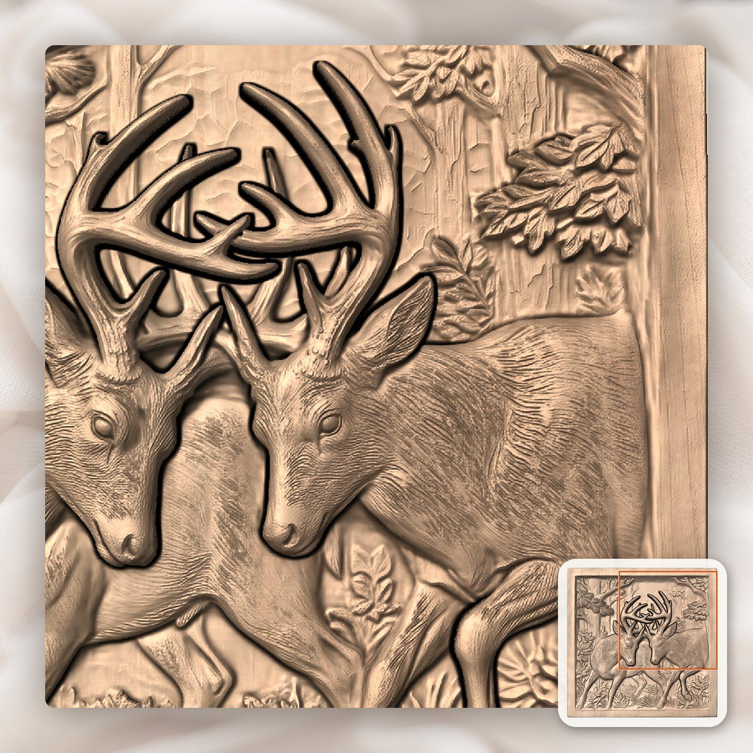 Sparring Bucks Forest Duel CNC Relief STL bas-relief STL — view 8