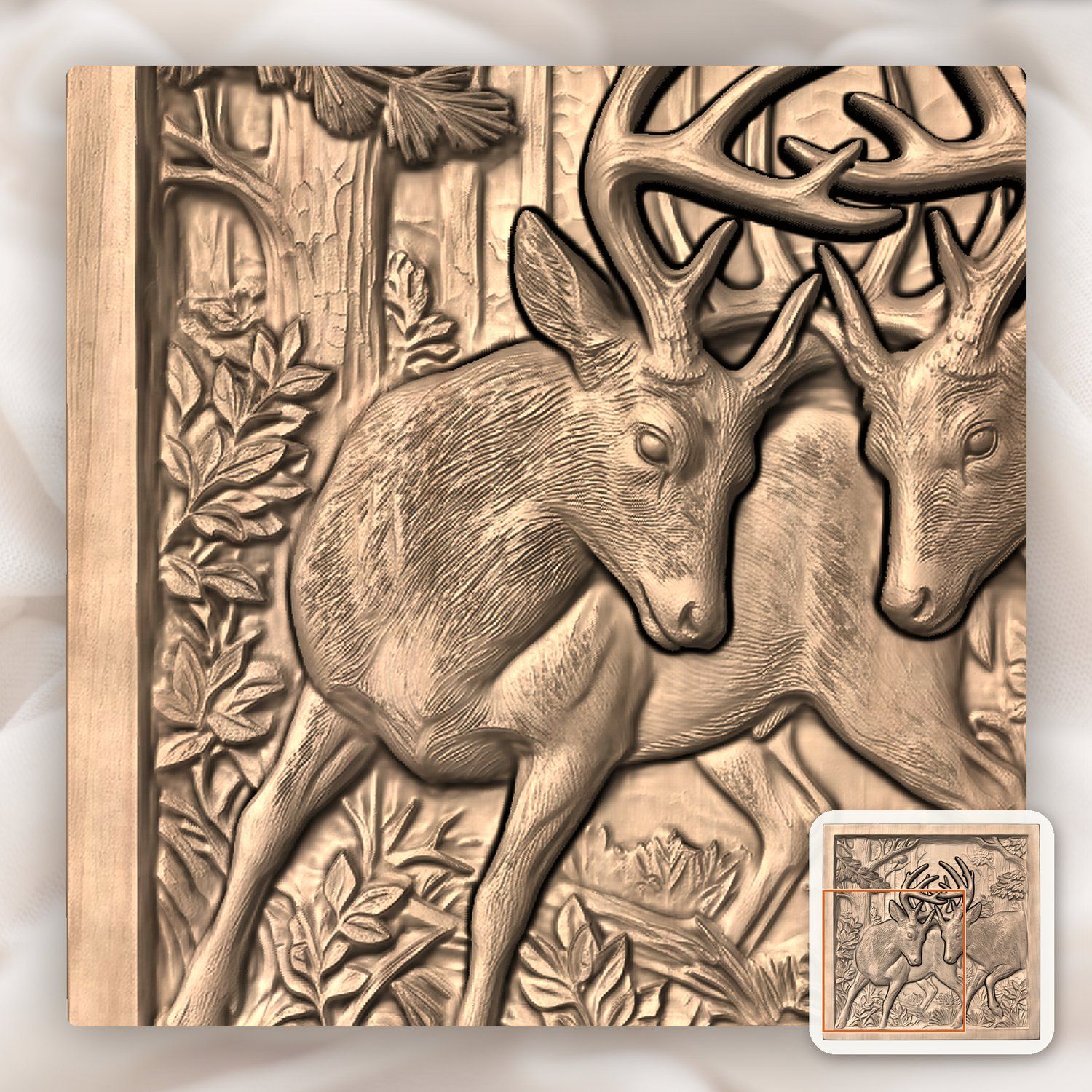 Sparring Bucks Forest Duel CNC Relief STL bas-relief STL — view 9