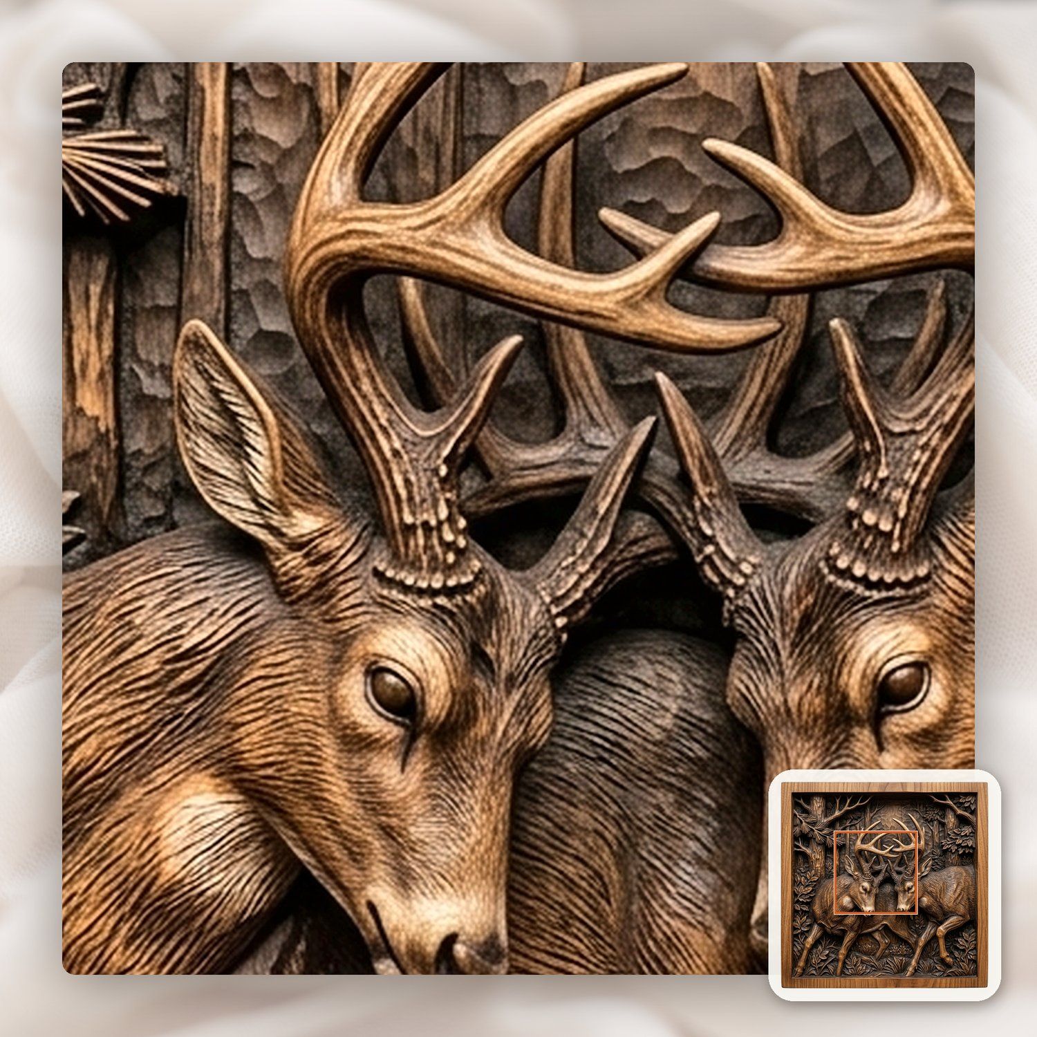 Sparring Bucks Forest Duel CNC Relief STL bas-relief STL — view 10