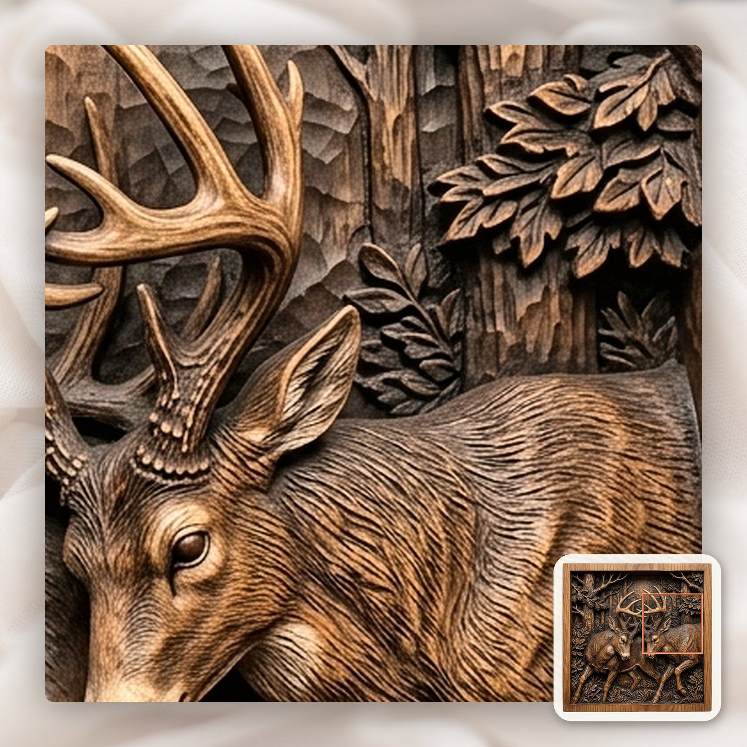Sparring Bucks Forest Duel CNC Relief STL bas-relief STL — view 11