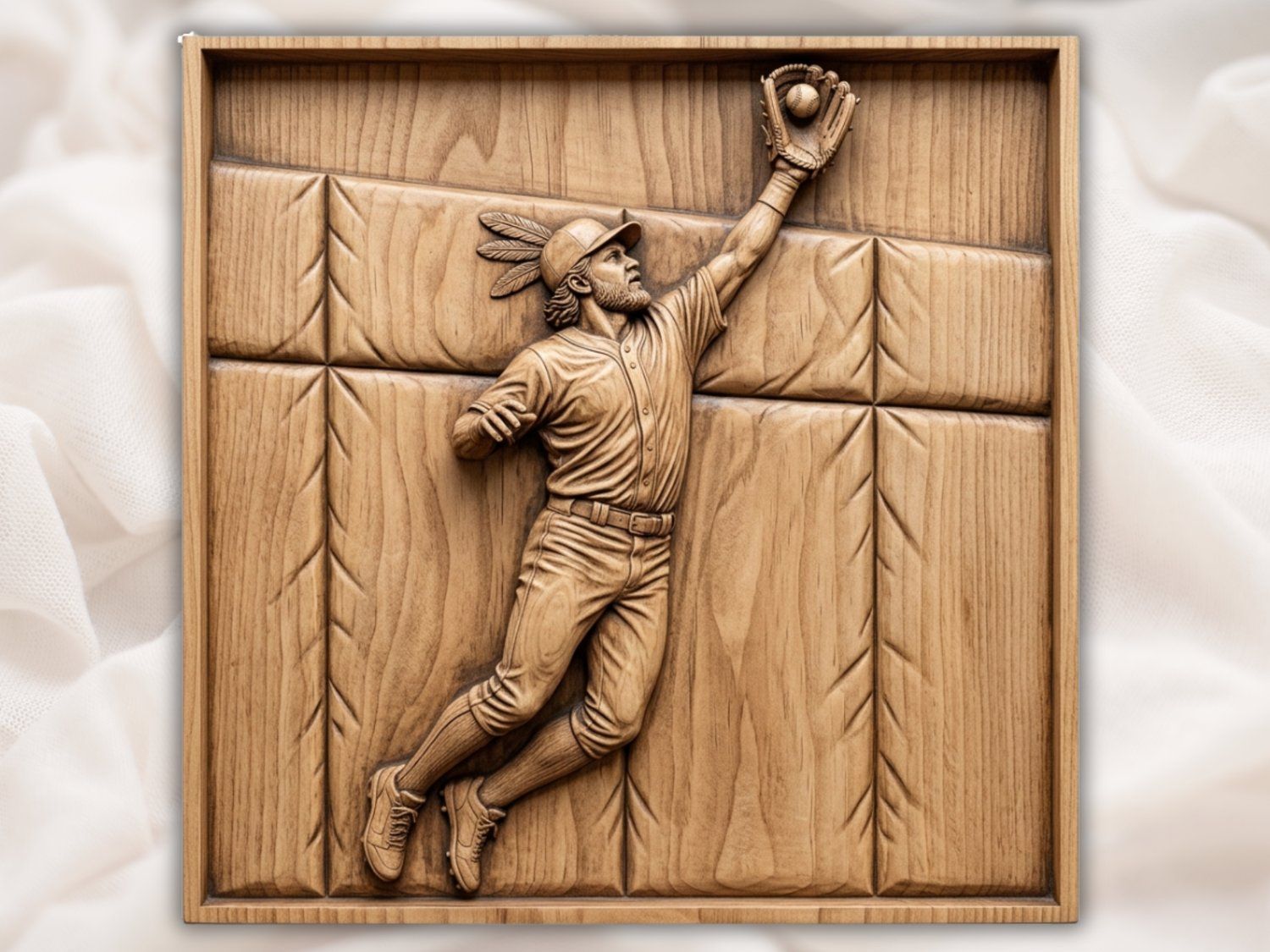 Spectacular Outfielder Catch Baseball CNC Relief STL bas-relief STL — view 2