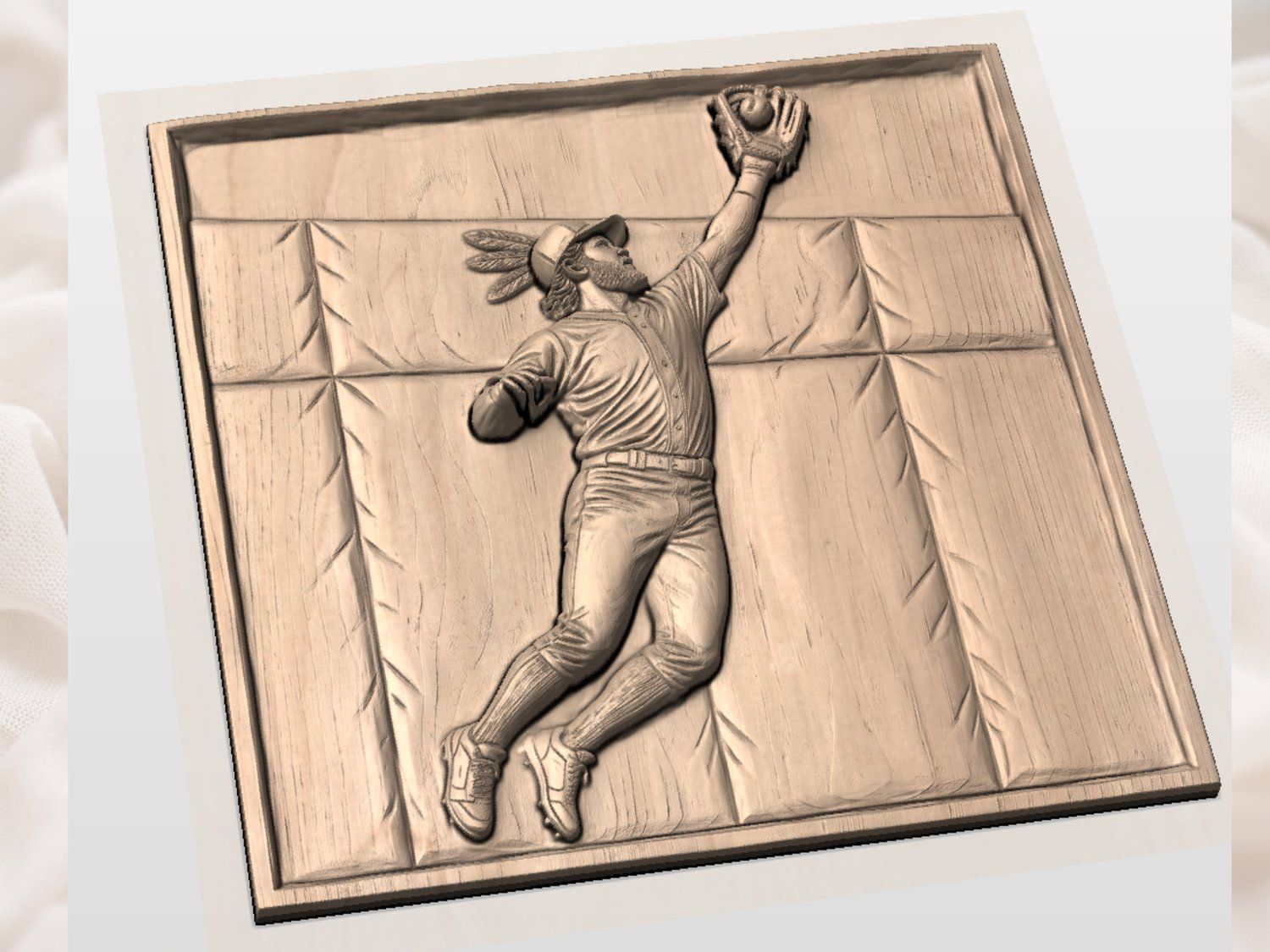 Spectacular Outfielder Catch Baseball CNC Relief STL bas-relief STL — view 3