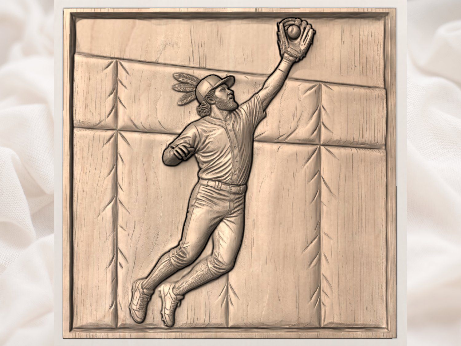 Spectacular Outfielder Catch Baseball CNC Relief STL bas-relief STL — view 4