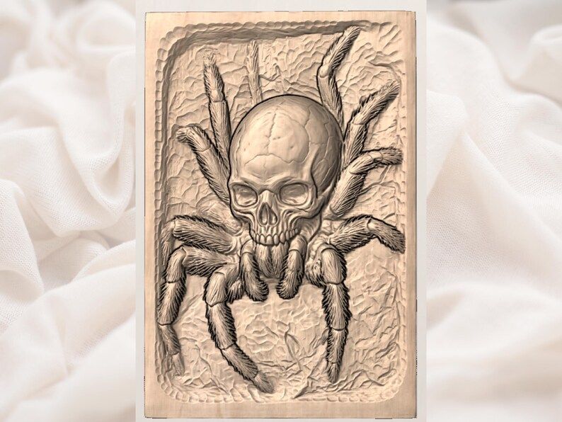 Skull-Bodied Tarantula Bas-Relief Carving STL for CNC bas-relief STL — view 3