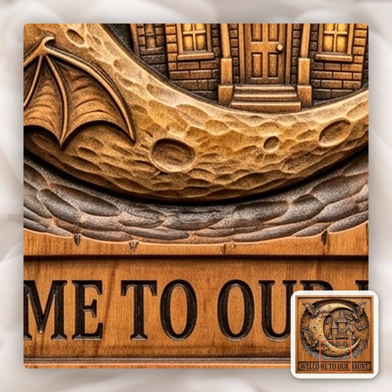Spooky Haunted House Moon Bats CNC Relief STL bas-relief STL — view 13