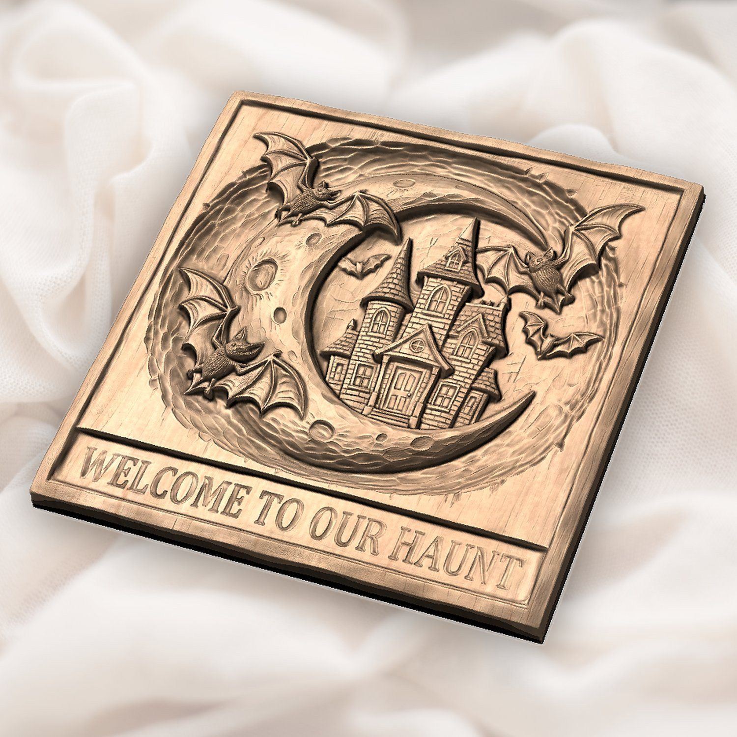 Spooky Haunted House Moon Bats CNC Relief STL bas-relief STL — view 5