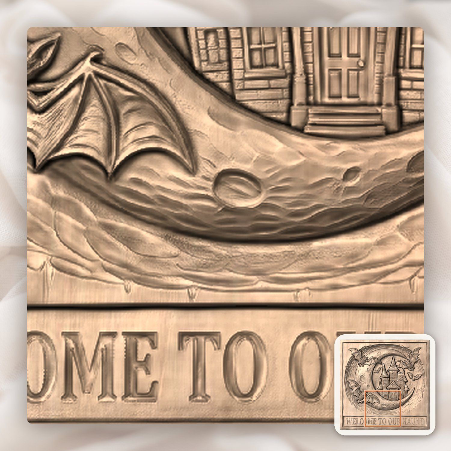 Spooky Haunted House Moon Bats CNC Relief STL bas-relief STL — view 8