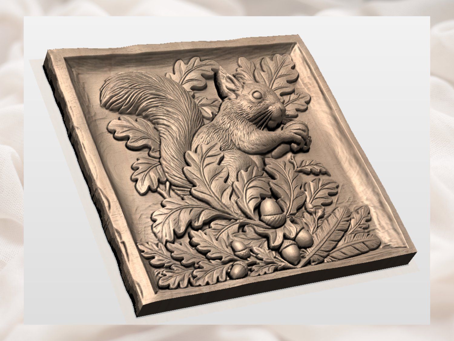 Squirrel and Oak Acorn CNC Relief STL bas-relief STL — view 4