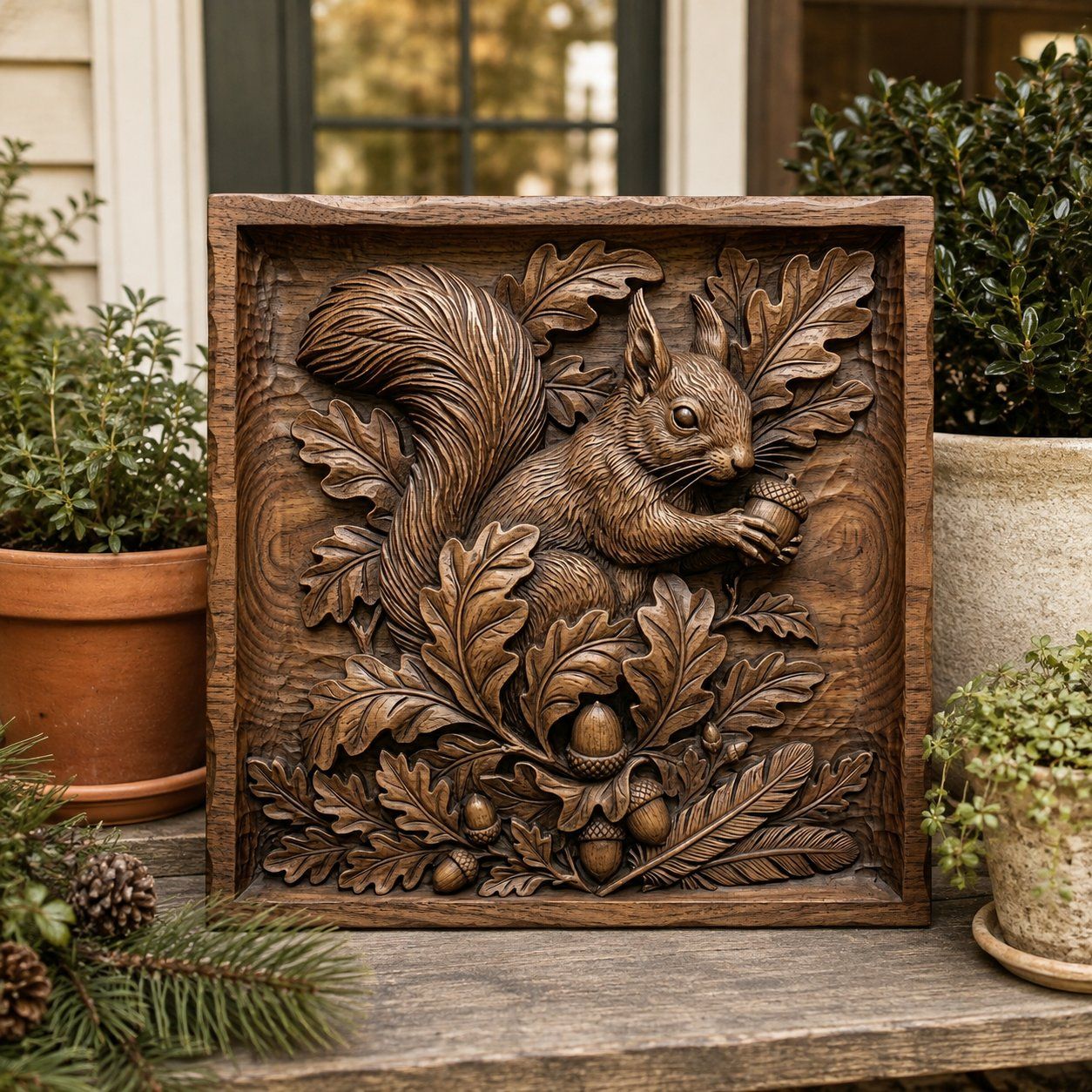 Squirrel and Oak Acorn CNC Relief STL bas-relief STL — view 7