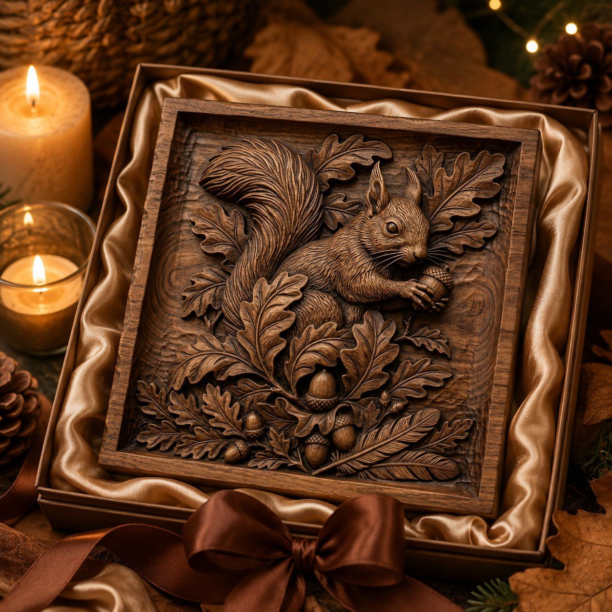 Squirrel and Oak Acorn CNC Relief STL bas-relief STL — view 8