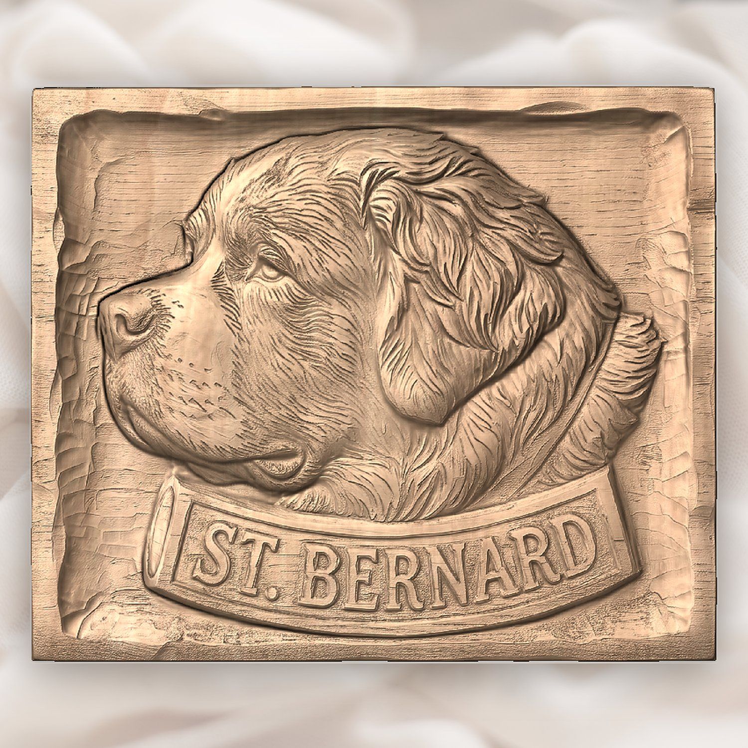 St. Bernard Dog Portrait Wood Panel CNC Relief STL bas-relief STL — view 4
