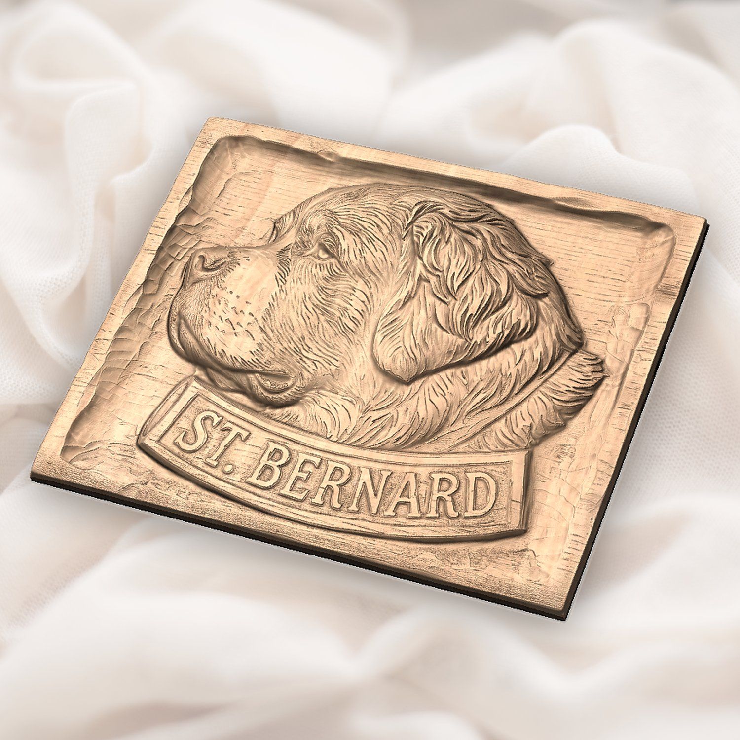 St. Bernard Dog Portrait Wood Panel CNC Relief STL bas-relief STL — view 5