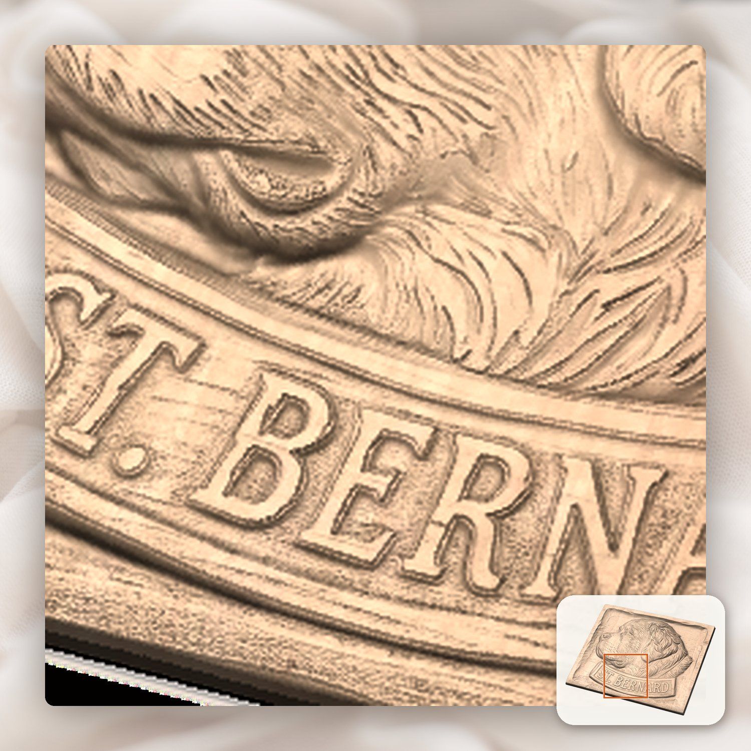 St. Bernard Dog Portrait Wood Panel CNC Relief STL bas-relief STL — view 10