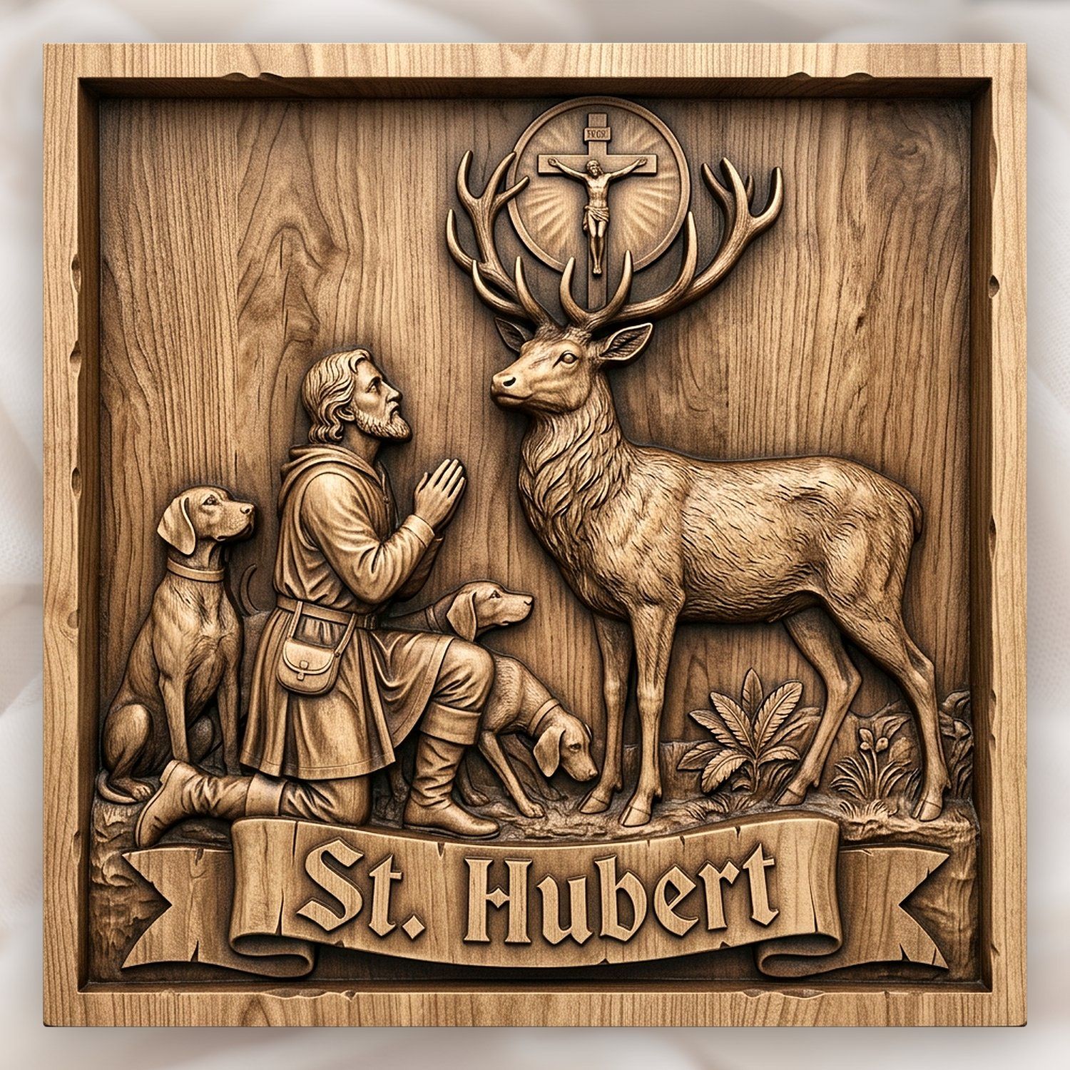 St Hubert Patron Saint CNC Relief STL bas-relief STL design
