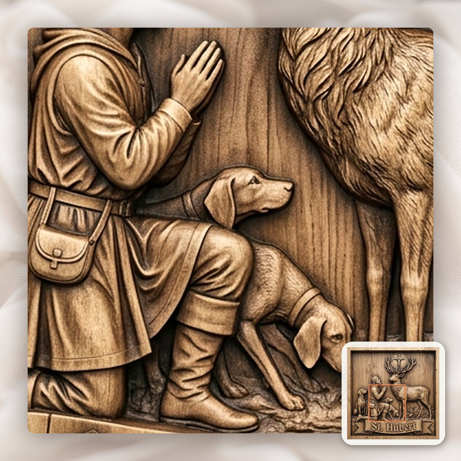 St Hubert Patron Saint CNC Relief STL bas-relief STL — view 11