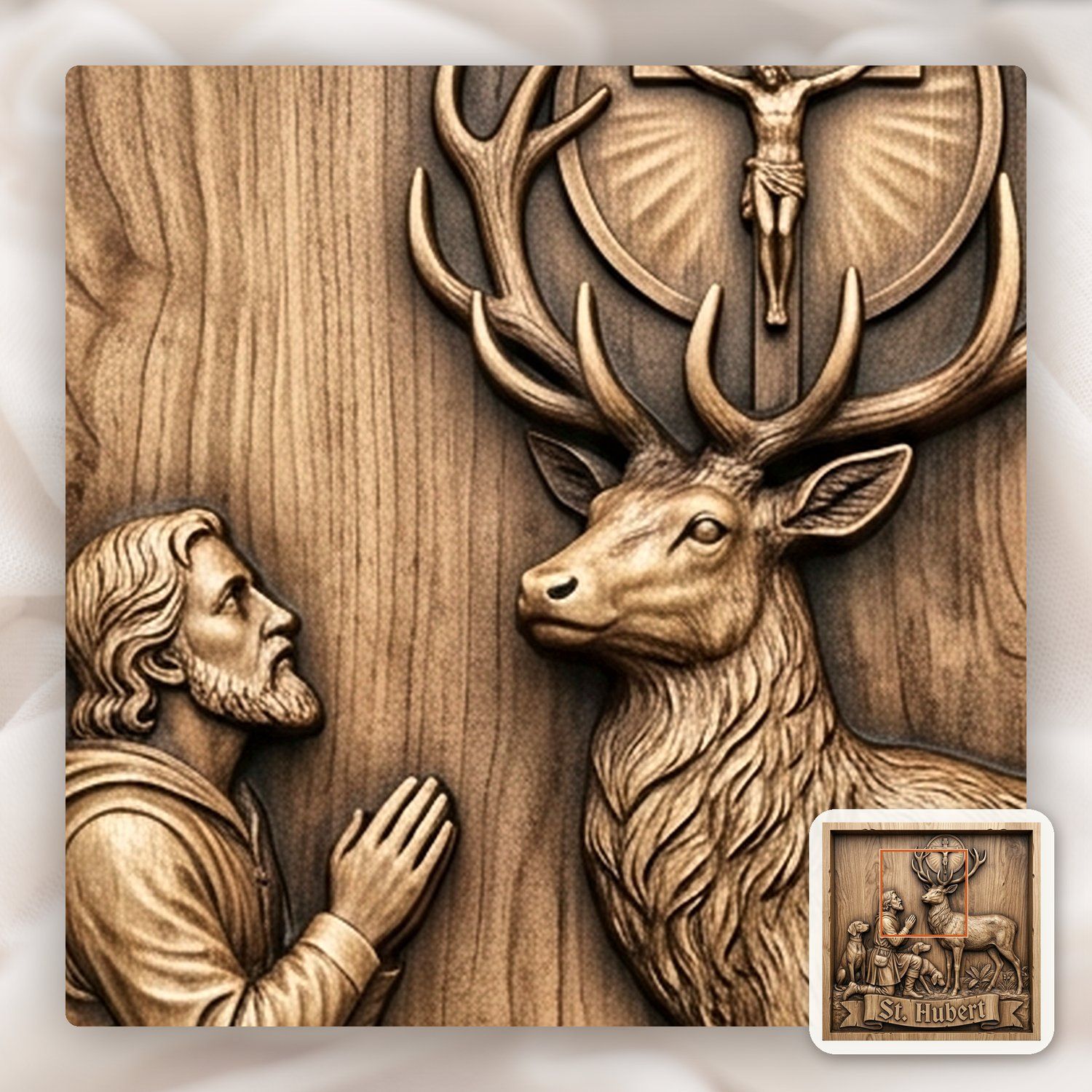 St Hubert Patron Saint CNC Relief STL bas-relief STL — view 12