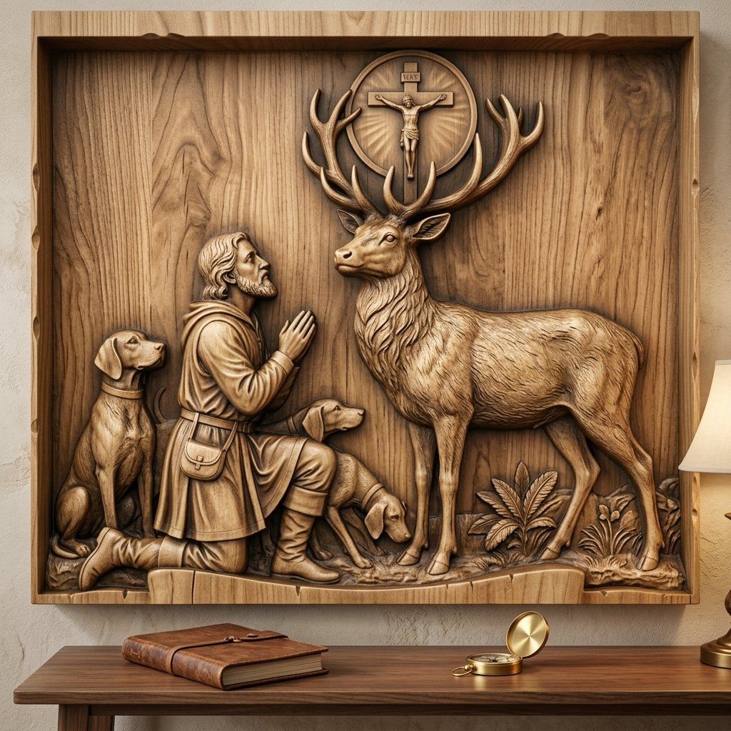 St Hubert Patron Saint CNC Relief STL bas-relief STL — view 13