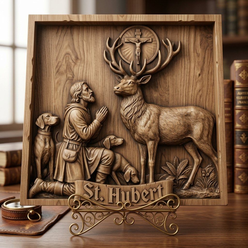 St Hubert Patron Saint CNC Relief STL bas-relief STL — view 4