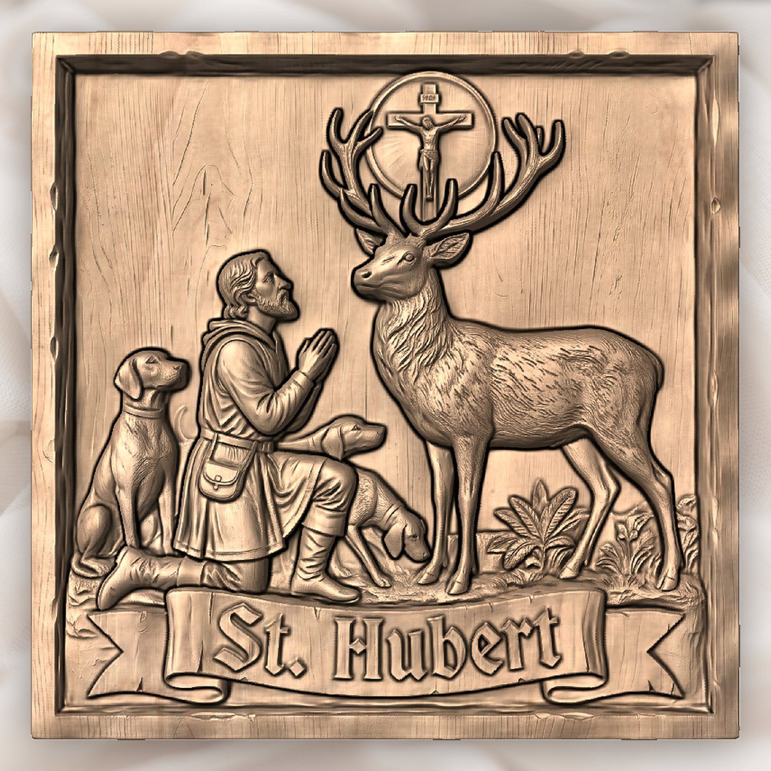 St Hubert Patron Saint CNC Relief STL bas-relief STL — view 3