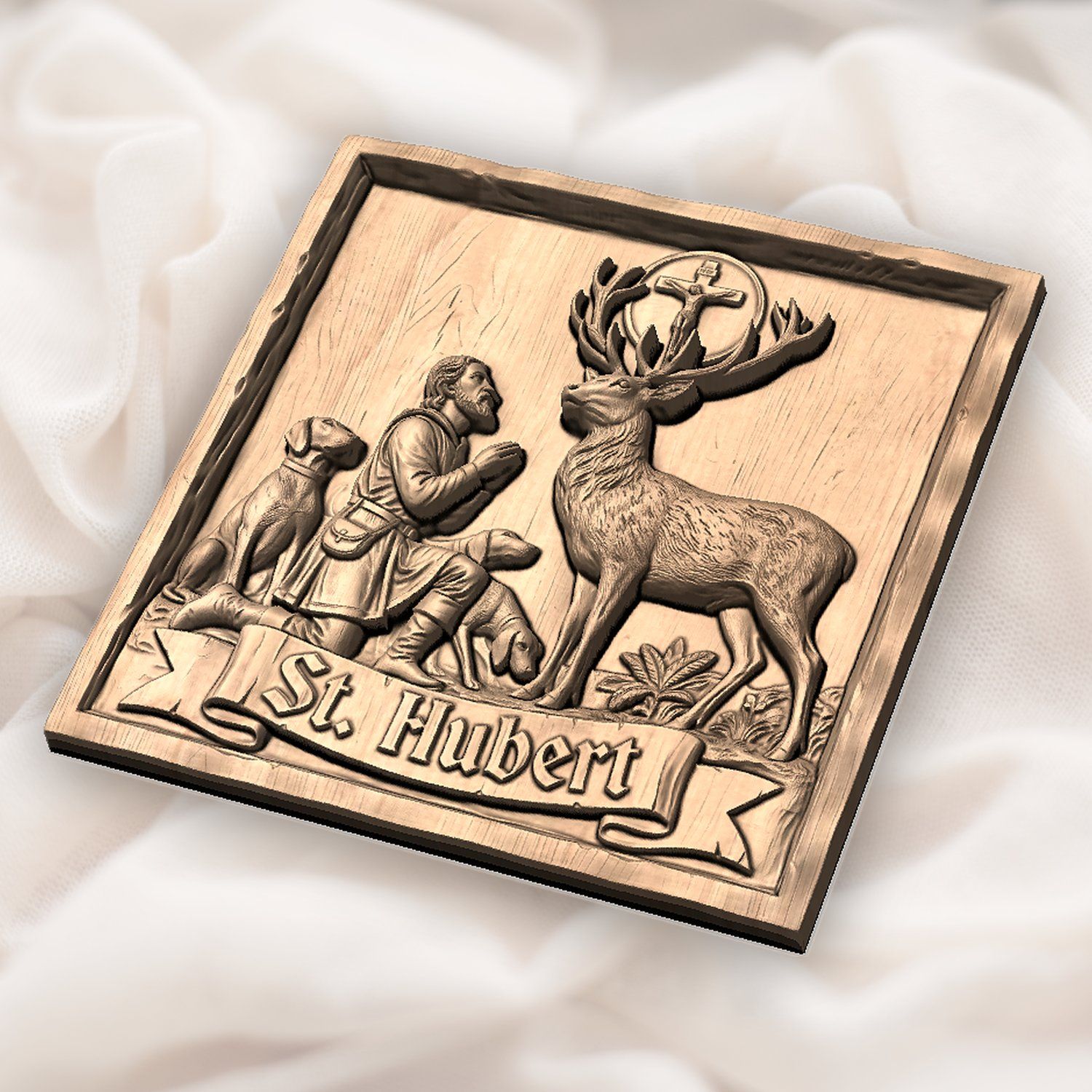 St Hubert Patron Saint CNC Relief STL bas-relief STL — view 5
