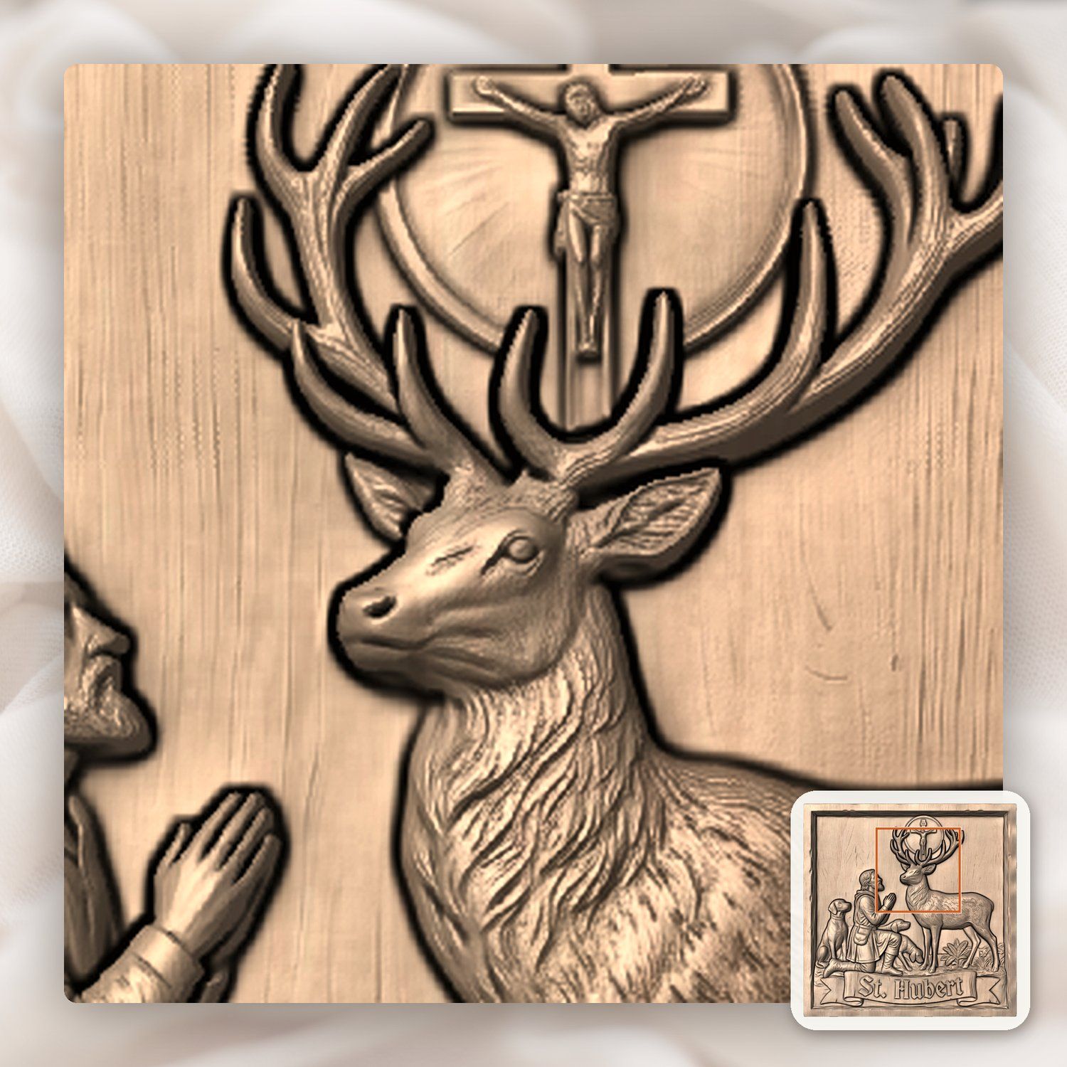 St Hubert Patron Saint CNC Relief STL bas-relief STL — view 8