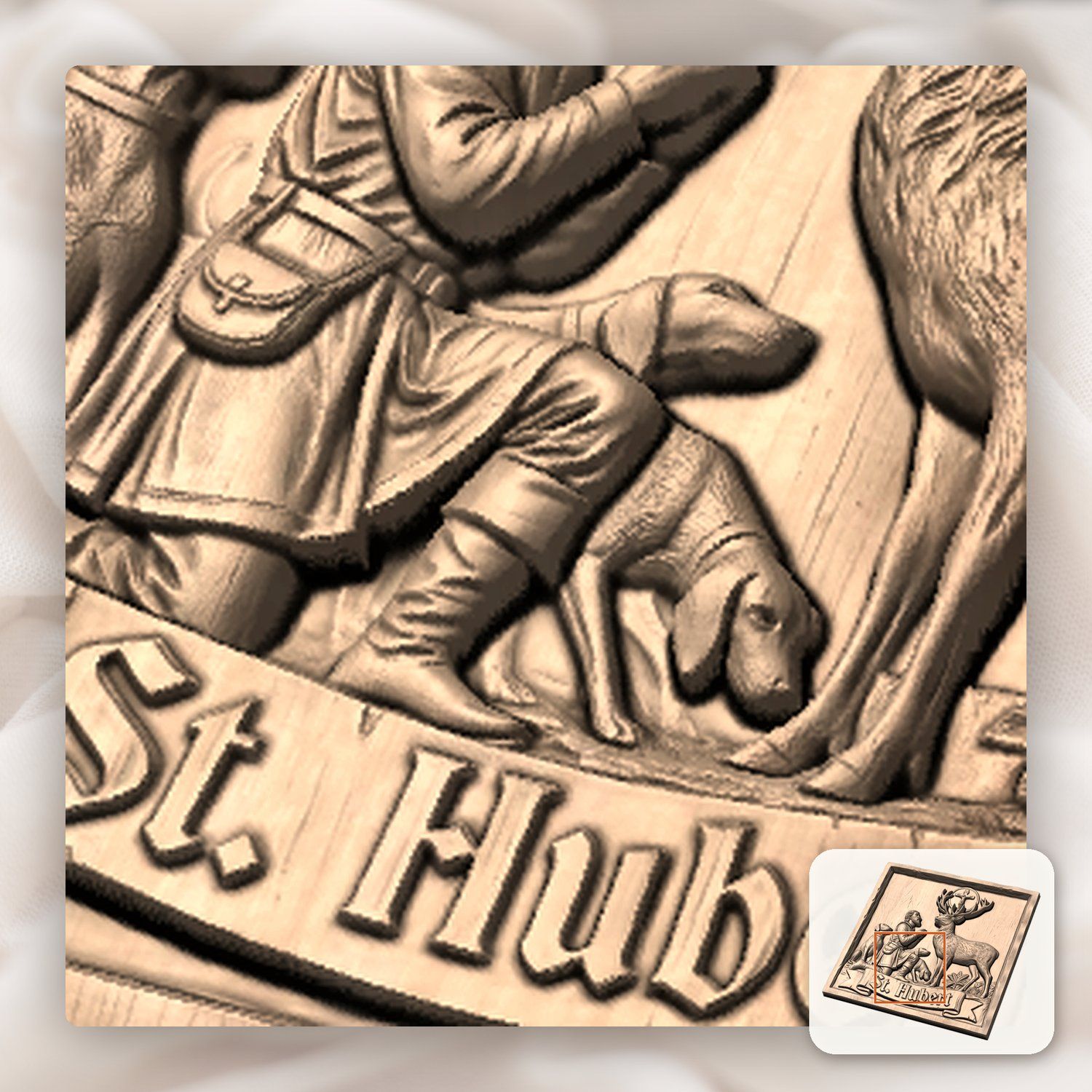 St Hubert Patron Saint CNC Relief STL bas-relief STL — view 9