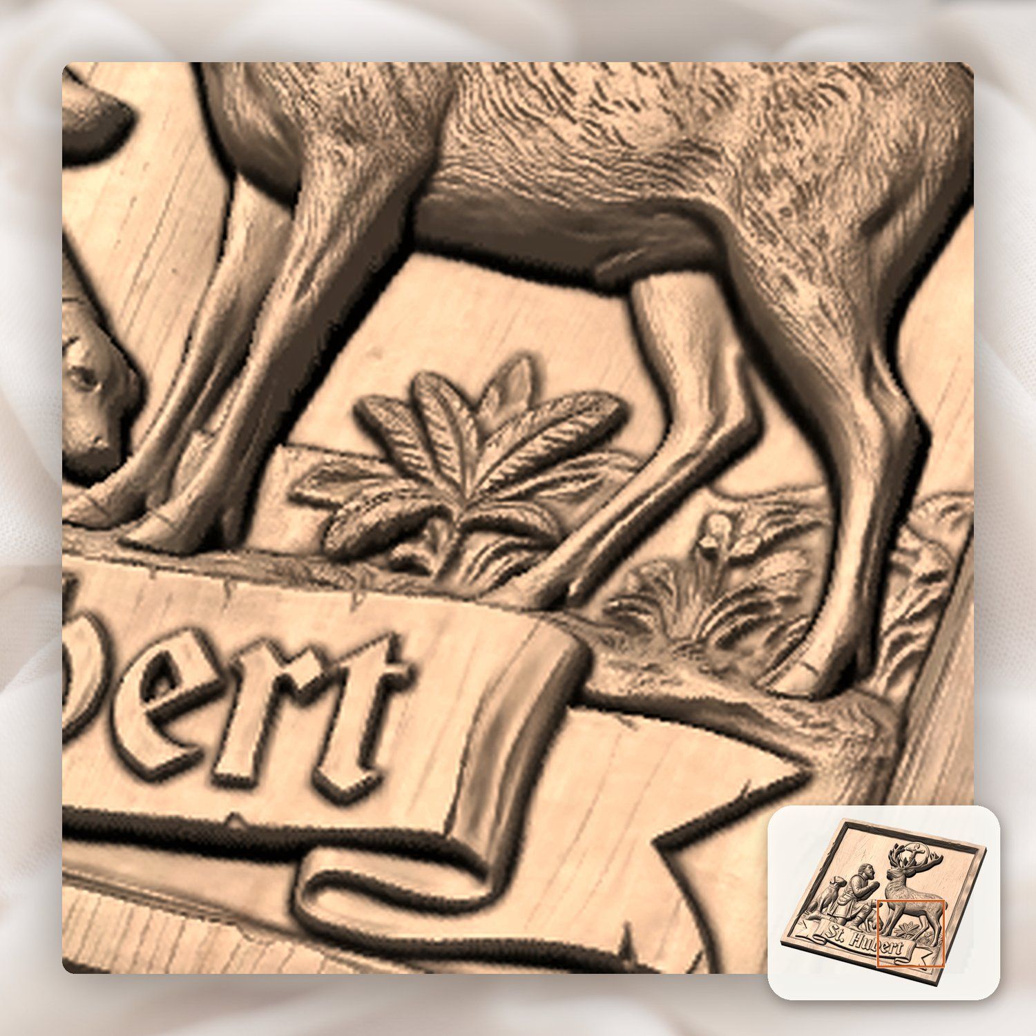 St Hubert Patron Saint CNC Relief STL bas-relief STL — view 10