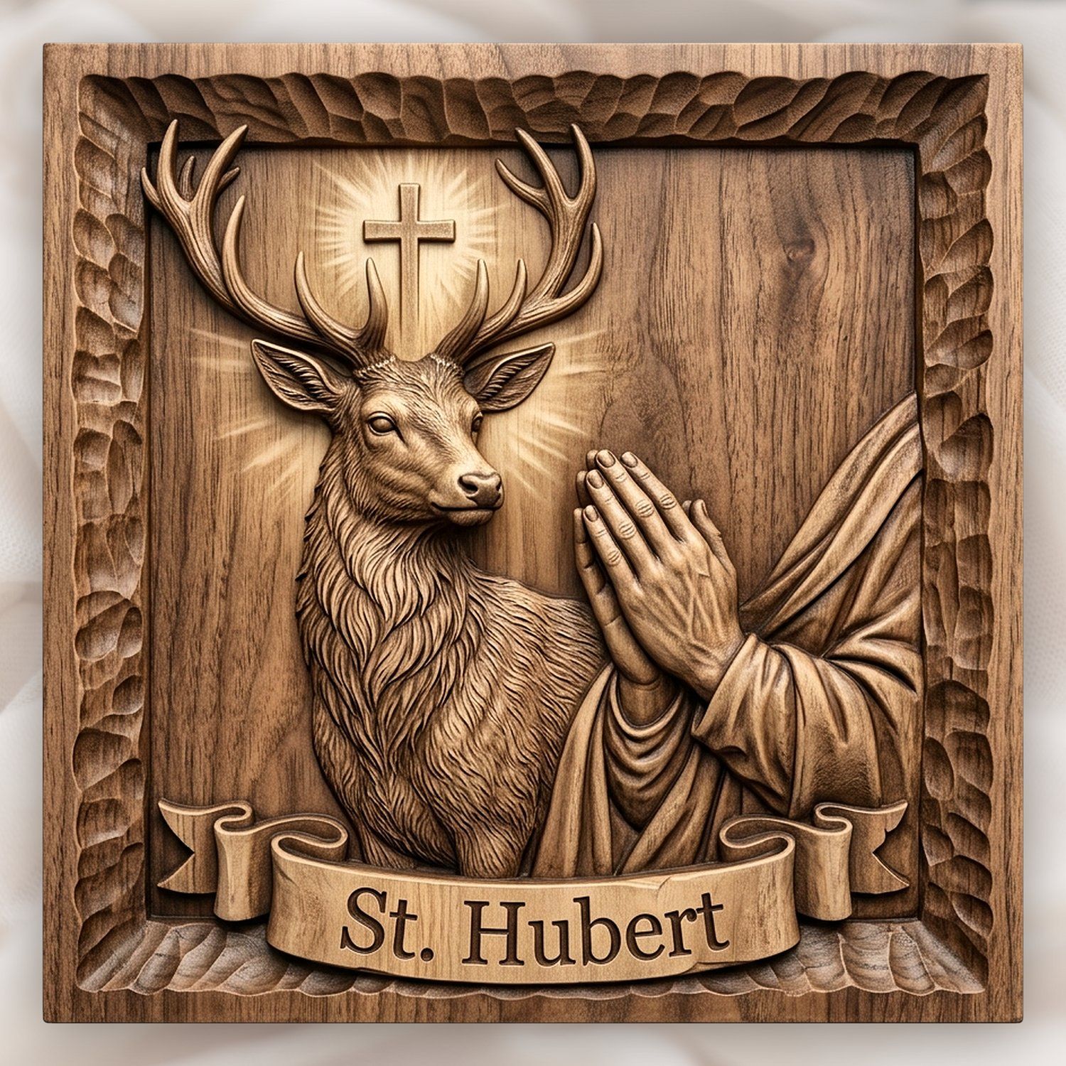 St. Hubert Patron Saint CNC Relief STL bas-relief STL design