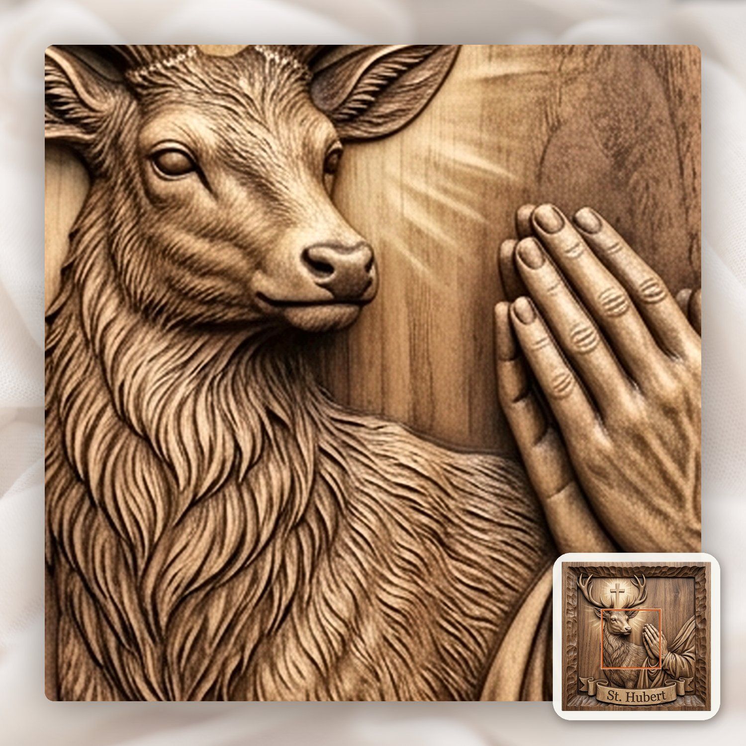 St. Hubert Patron Saint CNC Relief STL bas-relief STL — view 11