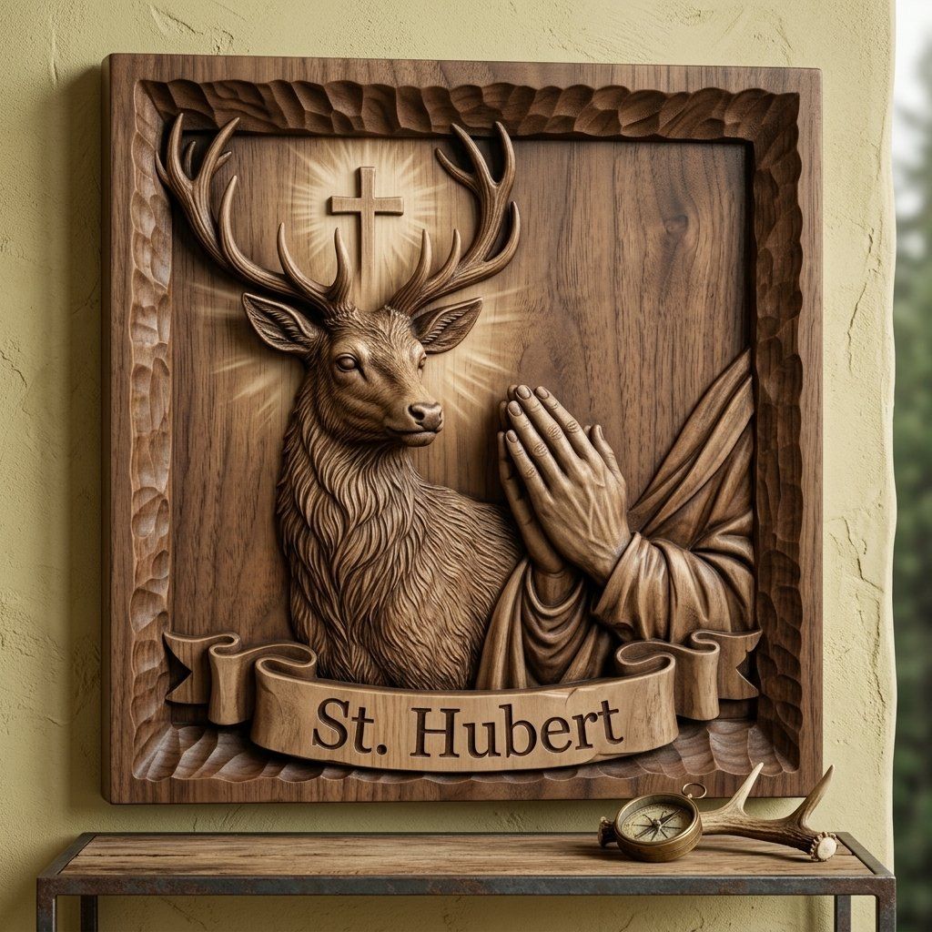 St. Hubert Patron Saint CNC Relief STL bas-relief STL — view 13