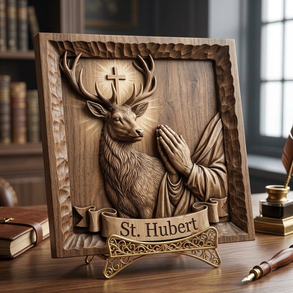 St. Hubert Patron Saint CNC Relief STL bas-relief STL — view 3