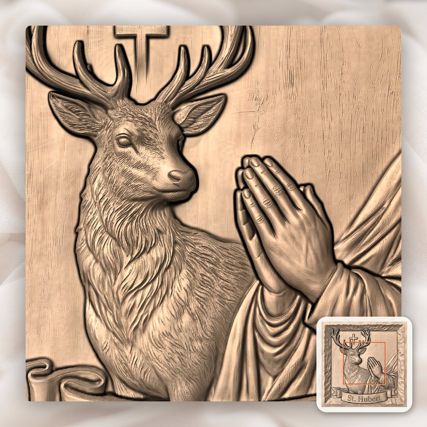 St. Hubert Patron Saint CNC Relief STL bas-relief STL — view 6