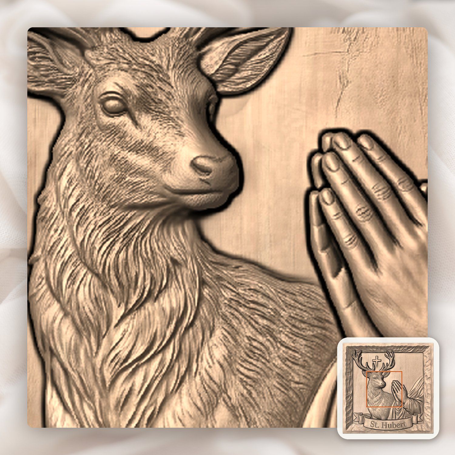 St. Hubert Patron Saint CNC Relief STL bas-relief STL — view 7