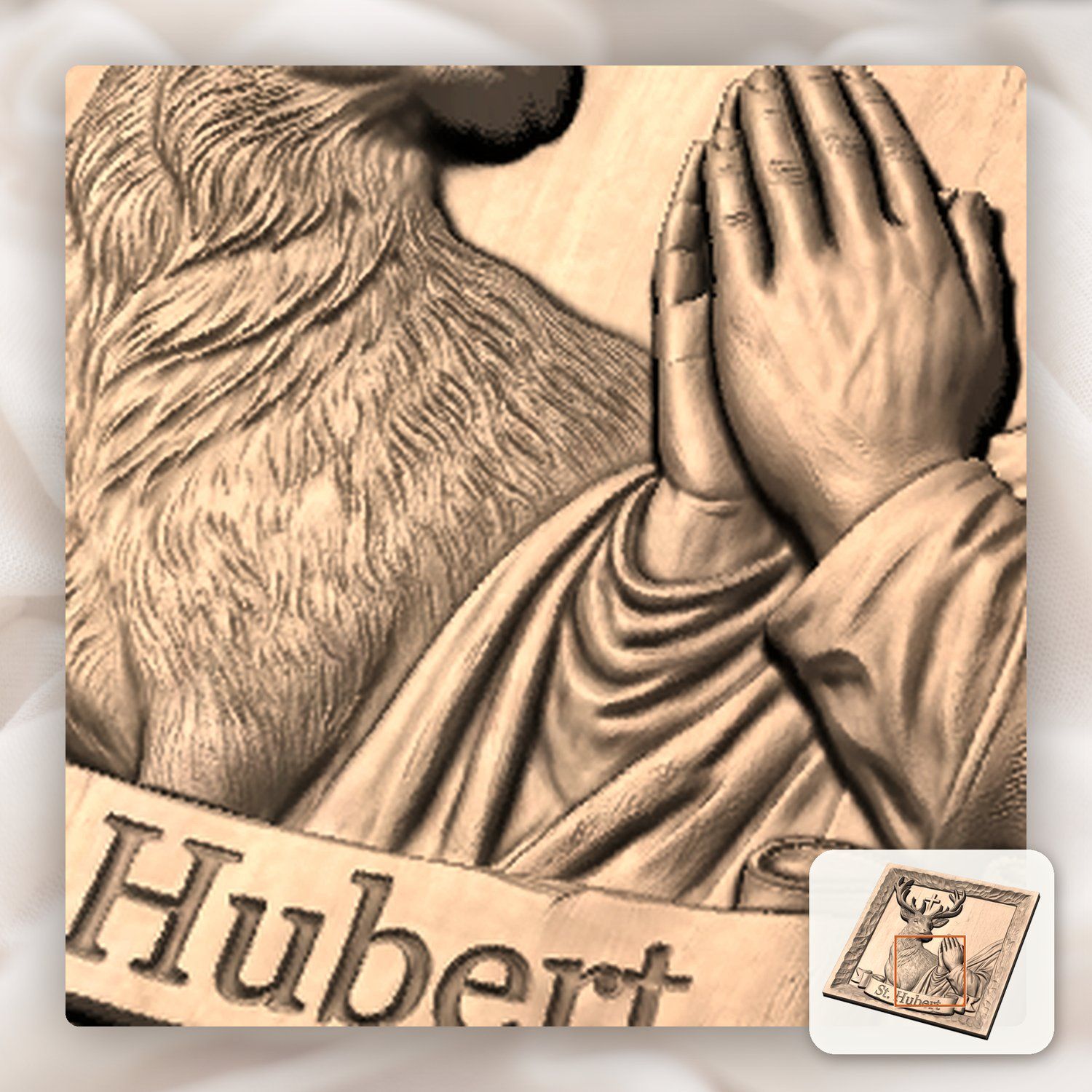 St. Hubert Patron Saint CNC Relief STL bas-relief STL — view 9