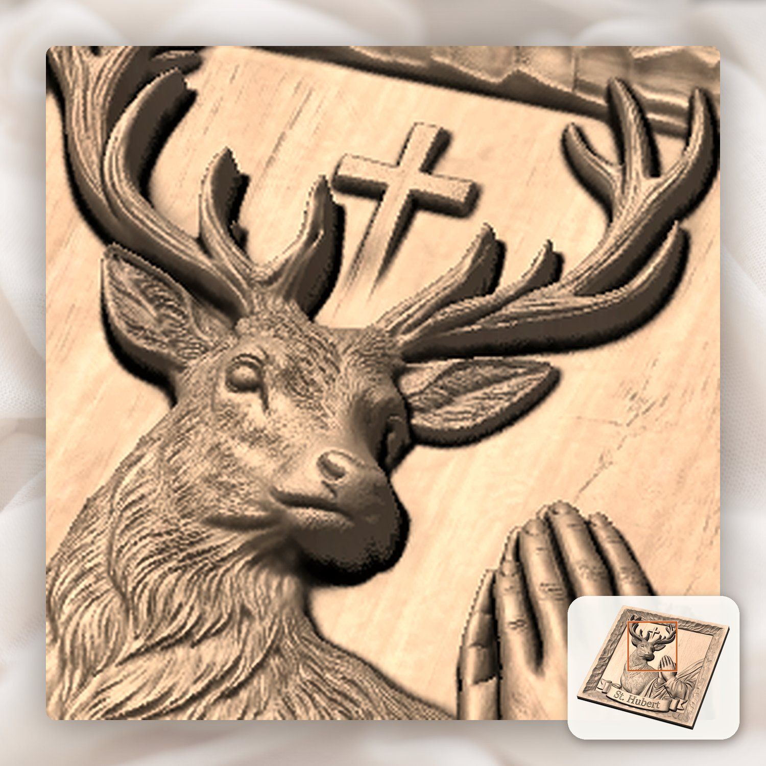 St. Hubert Patron Saint CNC Relief STL bas-relief STL — view 10