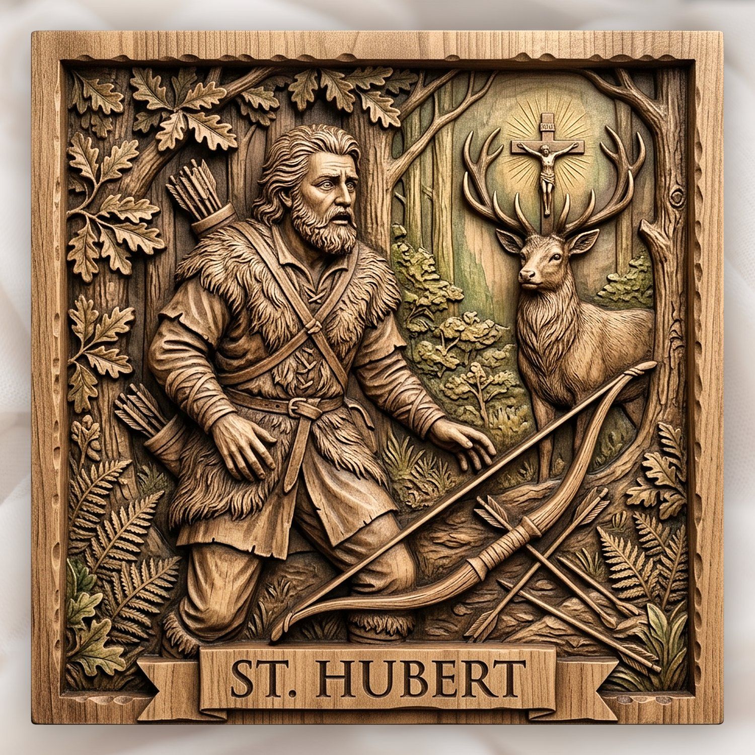 St Hubert Patron Saint of Hunters CNC Relief STL bas-relief STL design
