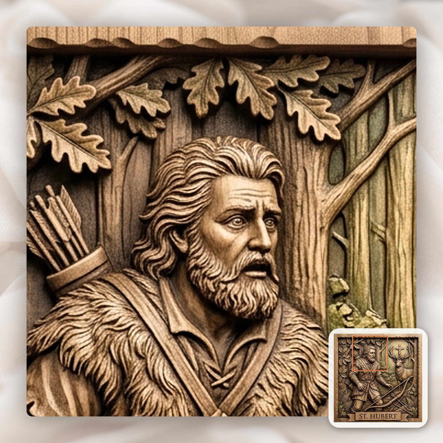 St Hubert Patron Saint of Hunters CNC Relief STL bas-relief STL — view 12