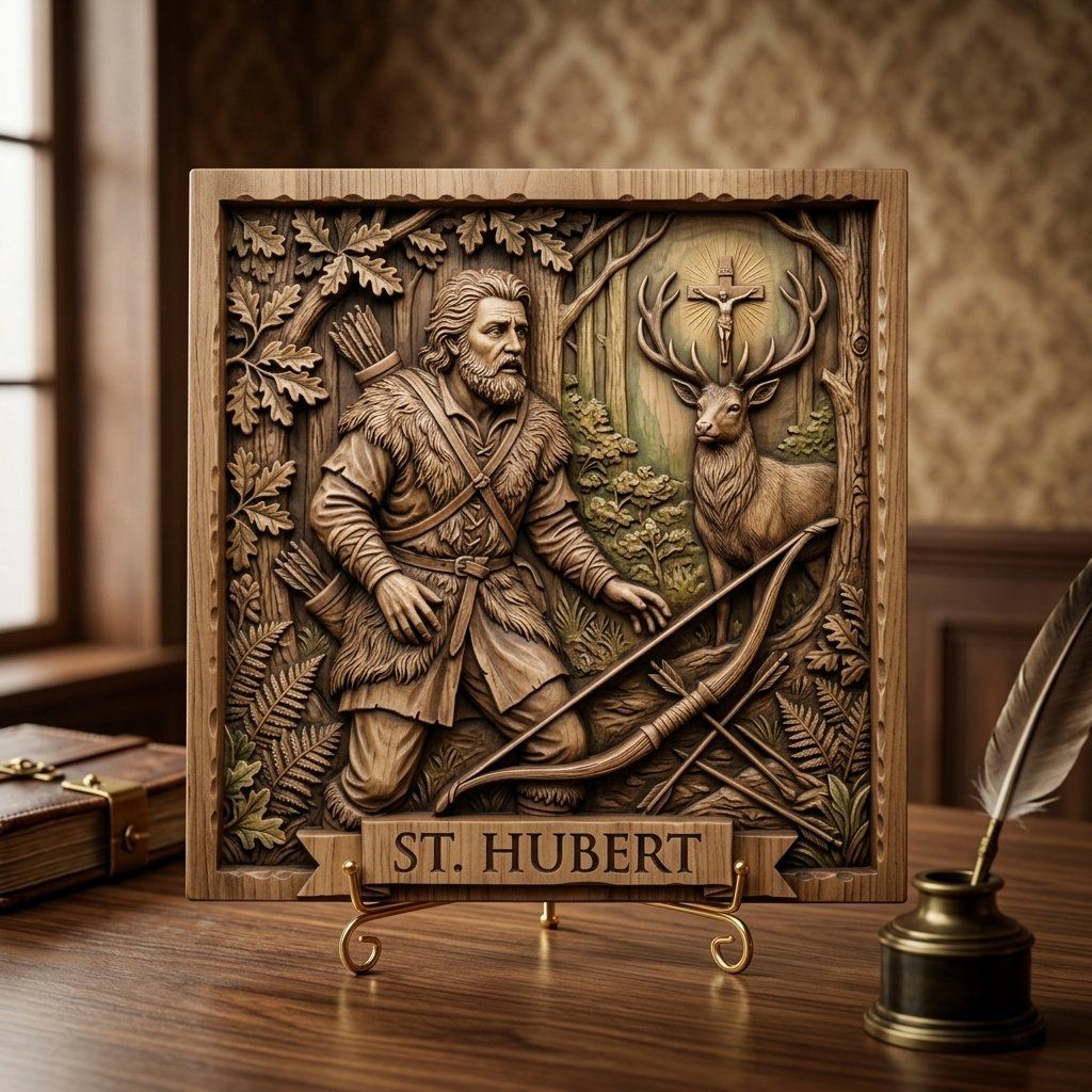 St Hubert Patron Saint of Hunters CNC Relief STL bas-relief STL — view 4
