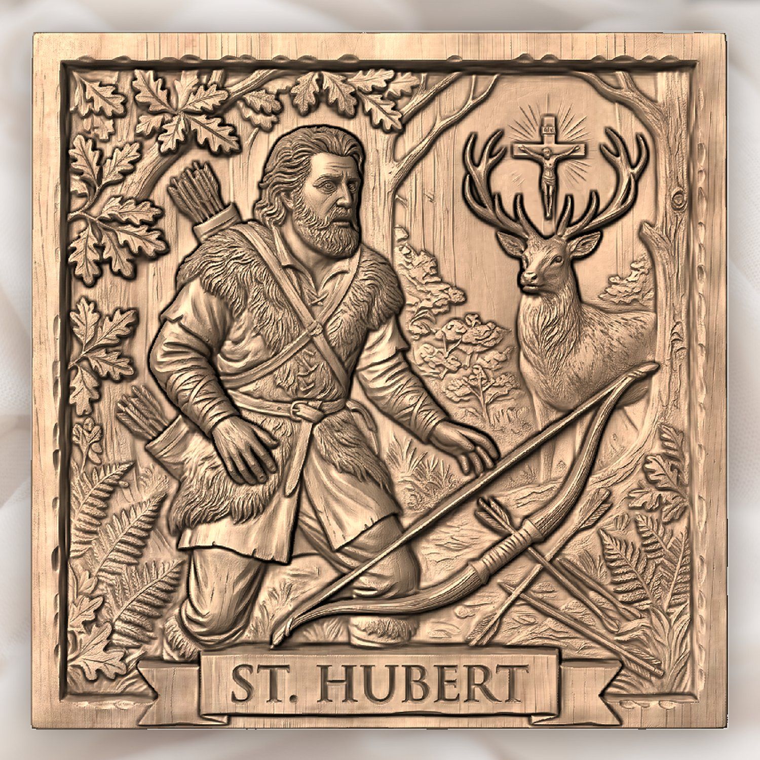 St Hubert Patron Saint of Hunters CNC Relief STL bas-relief STL — view 3