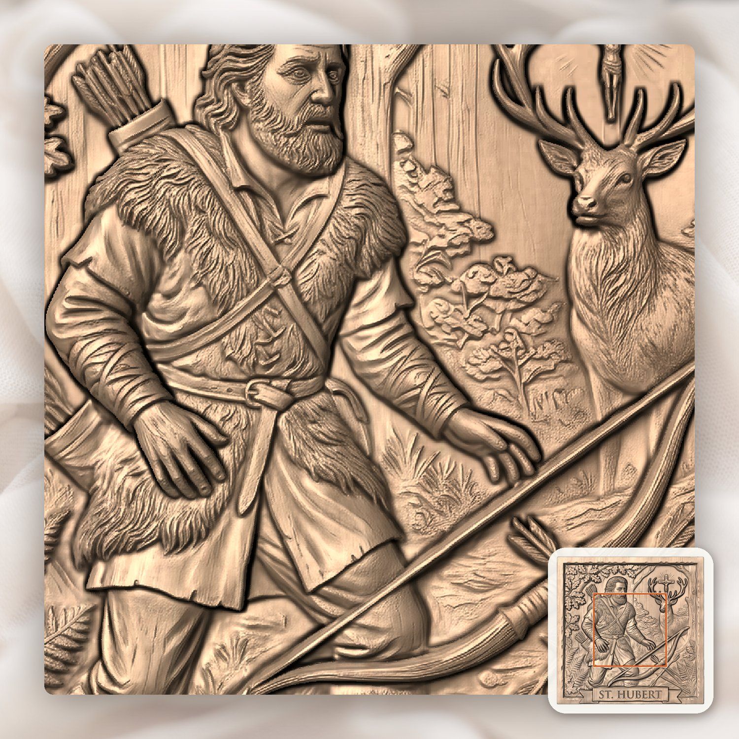 St Hubert Patron Saint of Hunters CNC Relief STL bas-relief STL — view 6