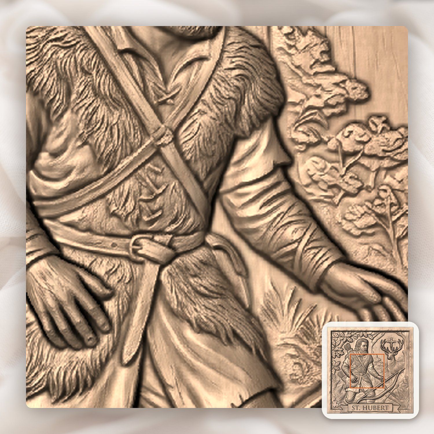 St Hubert Patron Saint of Hunters CNC Relief STL bas-relief STL — view 7