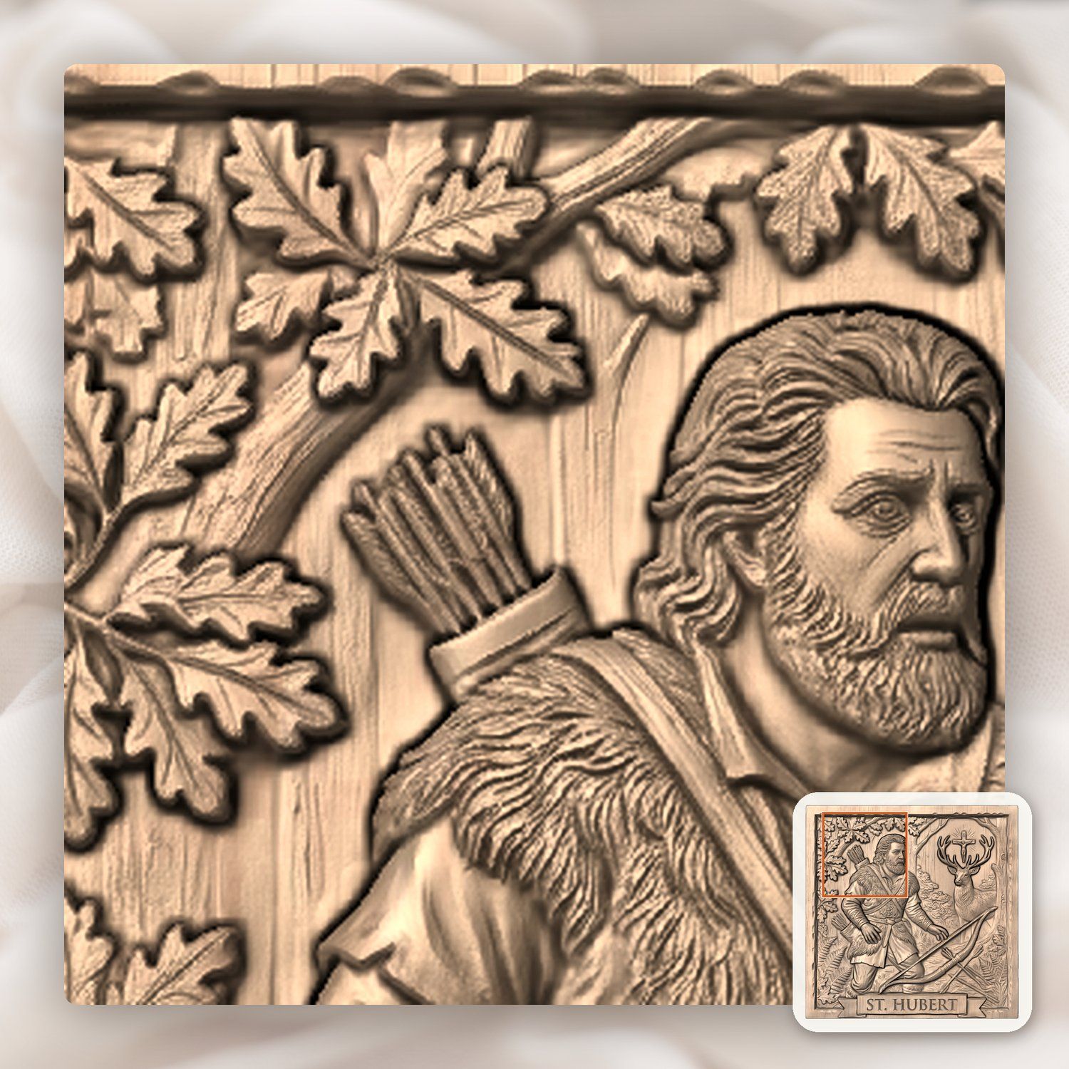 St Hubert Patron Saint of Hunters CNC Relief STL bas-relief STL — view 8