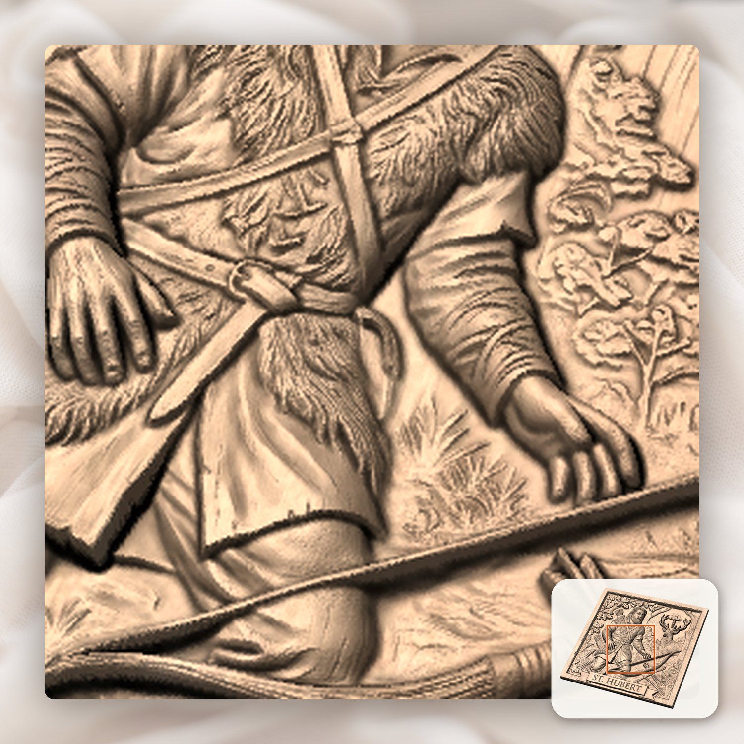 St Hubert Patron Saint of Hunters CNC Relief STL bas-relief STL — view 9